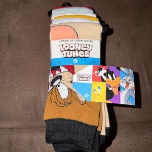 Warner Bros. Looney Tunes Men's Crew Socks - Black, Brown, and Yellow